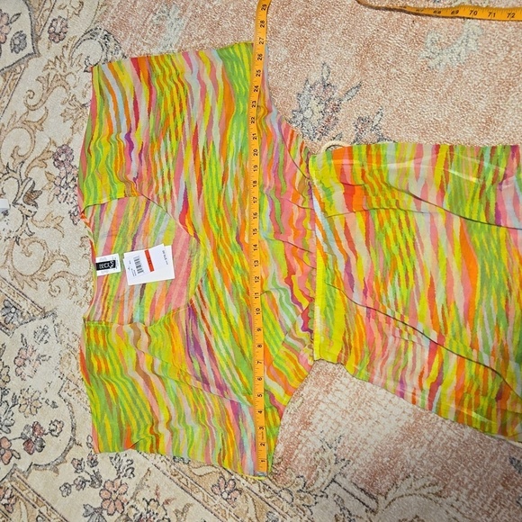 BECCA Multi Colored Light and Airy Elastic Waist V-Neck Cover-Up Sz XS-S - Picture 10 of 12
